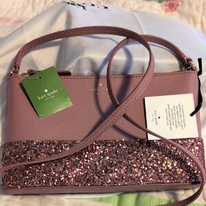 Kate Spade Mauve Glitter Crossbody Bag